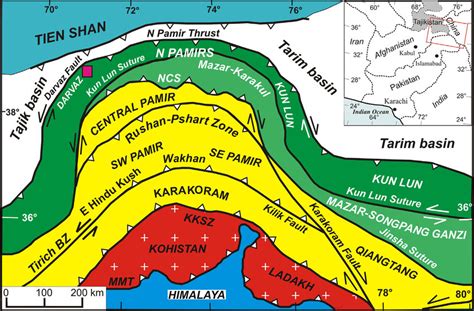 Tectonic setting of Southeast Pamir, Central Pamir and North Pamir,... | Download Scientific Diagram