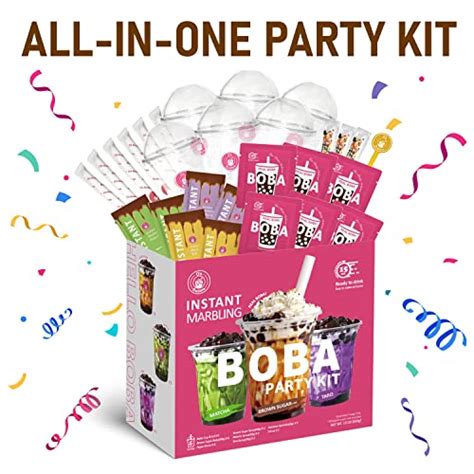 O's bubble boba Tea Kit - Instant Marbling Boba Tea Party Kit - 6 Serving Bubble Tea Kit ...