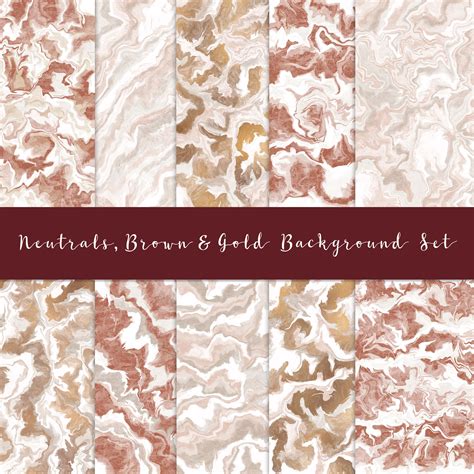 18 Digital Marbling Neutral, Brown & Gold Illustrations & Backgrounds - Magda Design - Printable ...