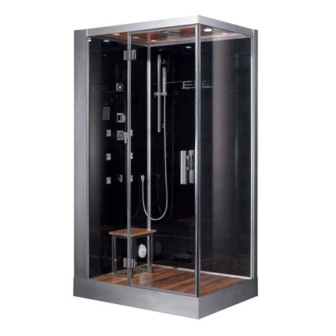 Ariel 47 in. x 35.4 in. x 89 in. Steam Shower Enclosure Kit in Black ...