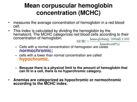 Mchc mean corpuscular hemoglobin concentration