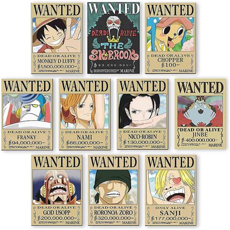 One Piece Wanted Posters, New Edition, Straw Hat Pirates Crew Luffy Chopper Zoro Nami Usopp ...