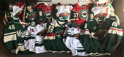 An on ice quality jersey of every style the Wild have worn on ice. : r/hockeyjerseys