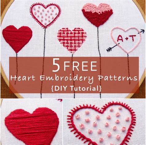 5 FREE Heart Embroidery Patterns {DIY Tutorial} - Wandering Threads Embroidery