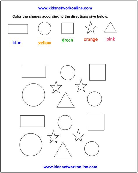 Shape coloring worksheets for kids