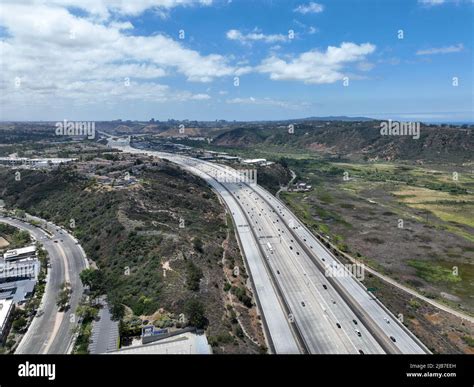 Aerial view of highway interchange and junction, San Diego Freeway ...