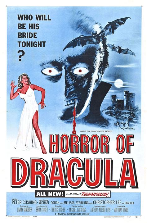 Dracula (aka Horror of Dracula) (1958) | Classic horror movies posters, Horror posters, Dracula film