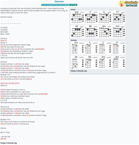 Chord: Starman - tab, song lyric, sheet, guitar, ukulele | chords.vip