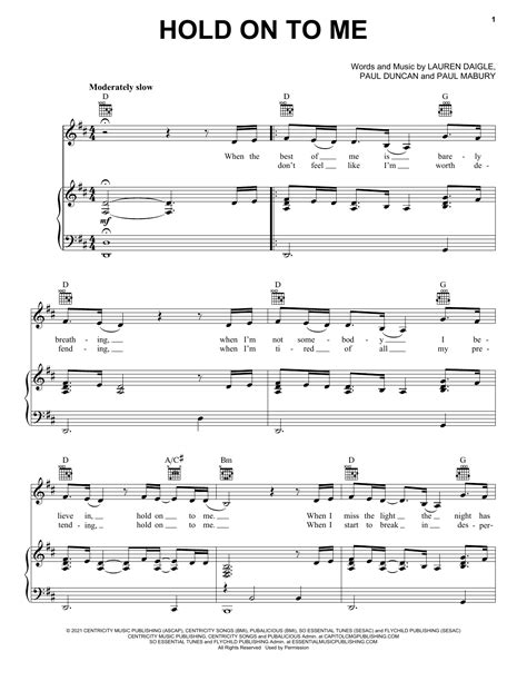 Lauren Daigle Hold On To Me Sheet Music Notes, Chords | Sheet music, Lauren daigle, Sheet music ...