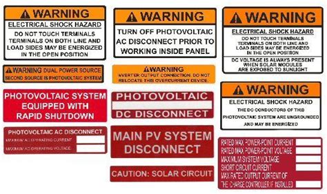 NEC 2017 Compliant Grid Tie Solar Label Kit | Electrical code, Solar, Labels