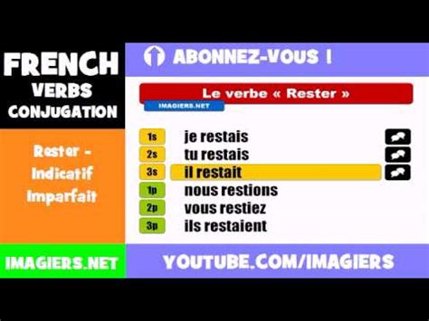 FRENCH VERB CONJUGATION = Rester Indicatif Imparfait - YouTube