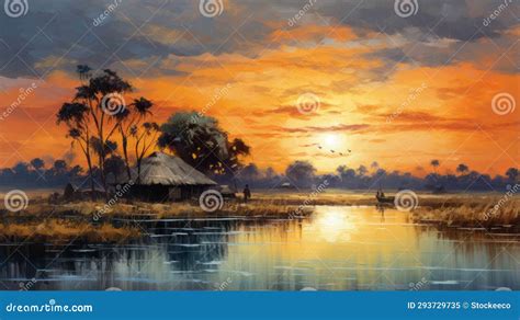 Beautiful Landscape Painting Illustration of Nigeria with Rustic Scenes ...