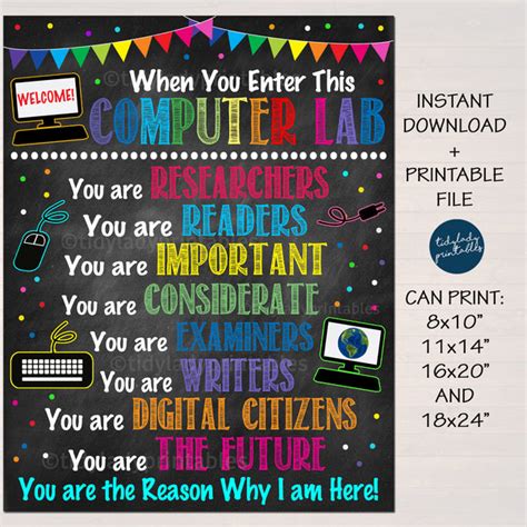 Computer Lab Decor - In This Classroom You Are Poster – TidyLady Printables