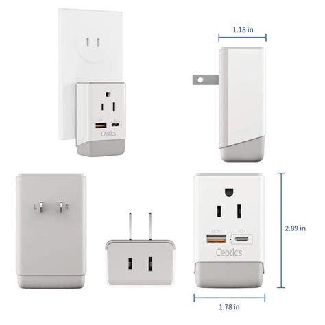 Japan, Philippines Travel Adapter | Type A - USB-A & USB-C Ports + 2 U – Ceptics