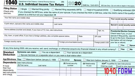 2020 - 2021 Form 1040 | Individual Income Tax Return - 1040 Form