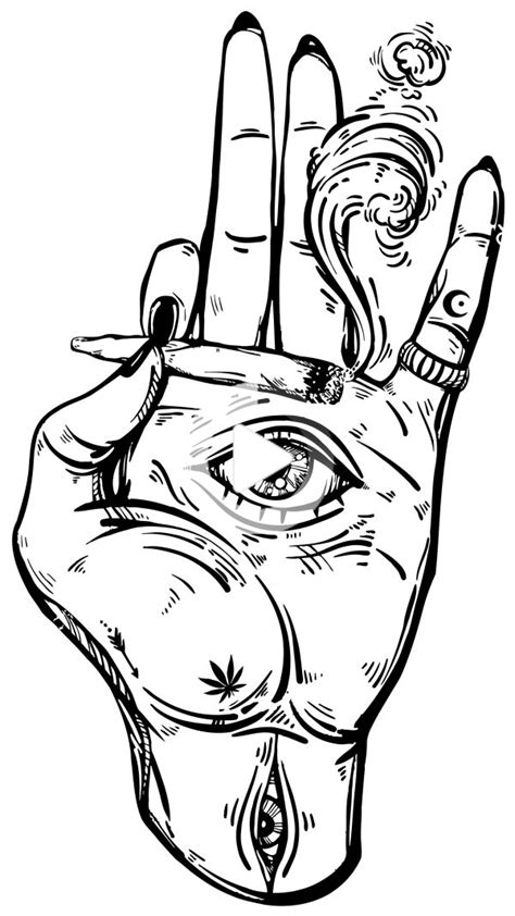 Hand Fingers Eye Сigarette in Wall sticker in 2020 | Smoke drawing, Mini canvas art, Art ...