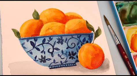 Still Life Painting Oranges in a bowl/Watercolor painting for Beginners/ Step by Step - YouTube