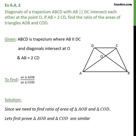 Question 2 - Diagonals of a trapezium ABCD with AB || DC