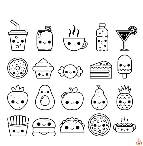 Free Printable Kawaii Food Coloring Pages for Kids