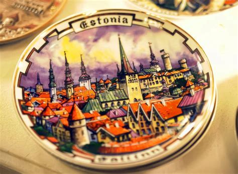Tallinn Ceramic Souvenir Plate Stock Image - Image of towers, rock ...