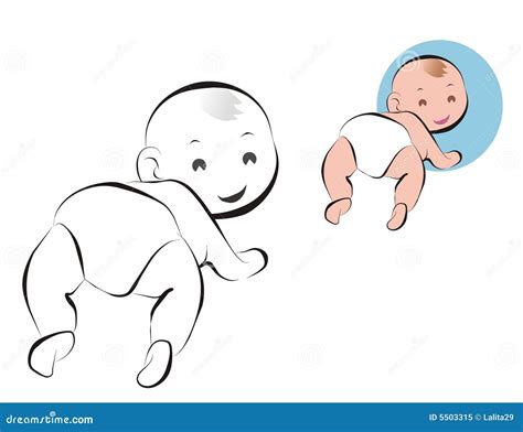 Baby in nappy stock illustration. Illustration of napppy - 5503315