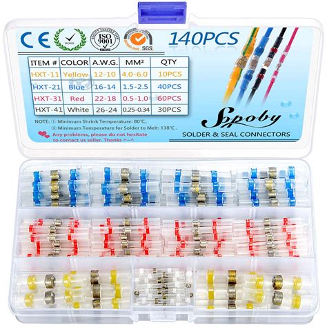 140 PCS Solder Seal Wire Connectors - Sopoby Heat Shrink Solder ...