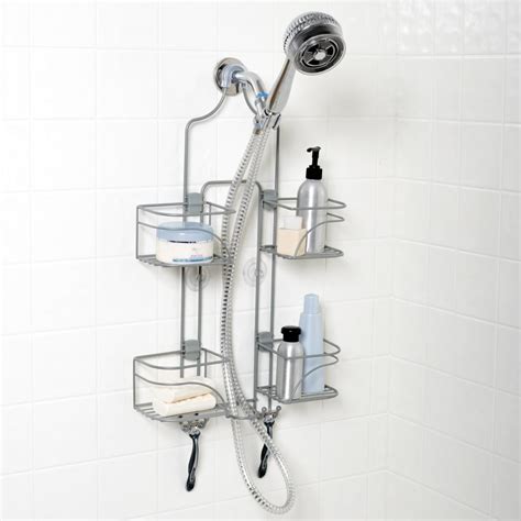 Shower Caddy Shelves Over Showerhead Stainless Contemporary Shampoo Bathroom