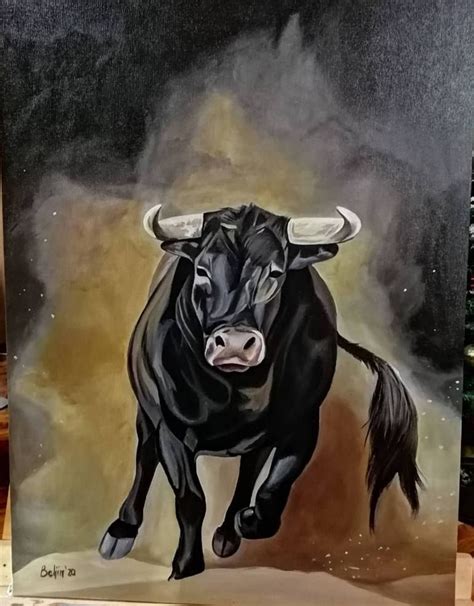 Running bull Painting | Bull art, Bull painting, Cow painting