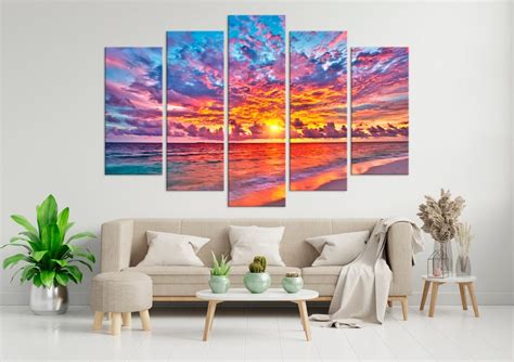 Sunset Over Ocean Canvas Wall Art Tropical Landscape Art - Etsy