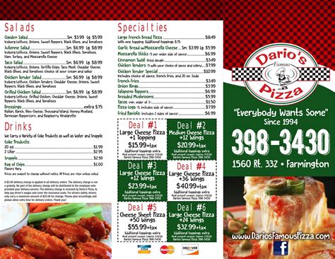 Dario's Famous Pizza menu in Farmington, New York, USA