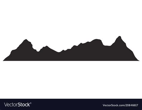 Set of black and white mountain silhouettes Vector Image