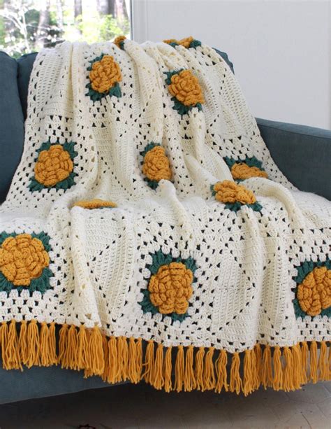 Fashion Rose Afghan Crochet Pattern PDF Downloadyellow Rose - Etsy