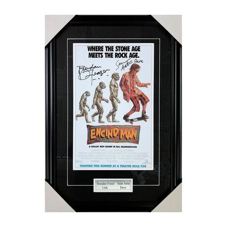 Brendan Fraser + Sean Astin // Encino Man // Framed + Autographed 11X17 ...