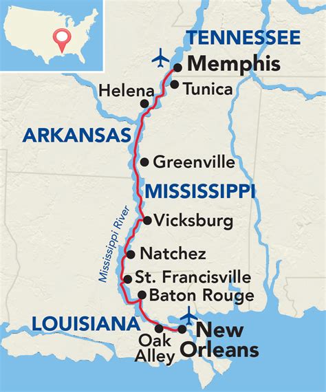 ACL-Mississippi-Lower-Mississippi-River-Itinerary-Map - Sunstone Tours & Cruises