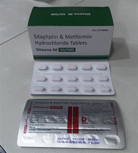 Sitagliptin 50mg & Metformin Hydrochloride 500mg Tablets at Rs 500/box | Sitagliptin Tablet in ...