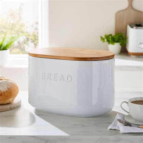 Ceramic Bread Bin White | Dunelm