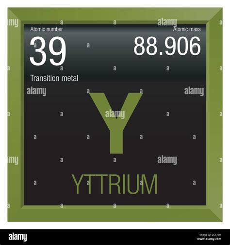 Yttrium symbol. Element number 39 of the Periodic Table of the Elements - Chemistry - Green ...