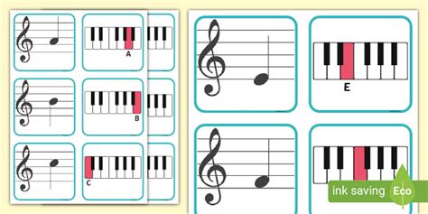 Treble Clef Piano Musical Note Recognition Flashcards