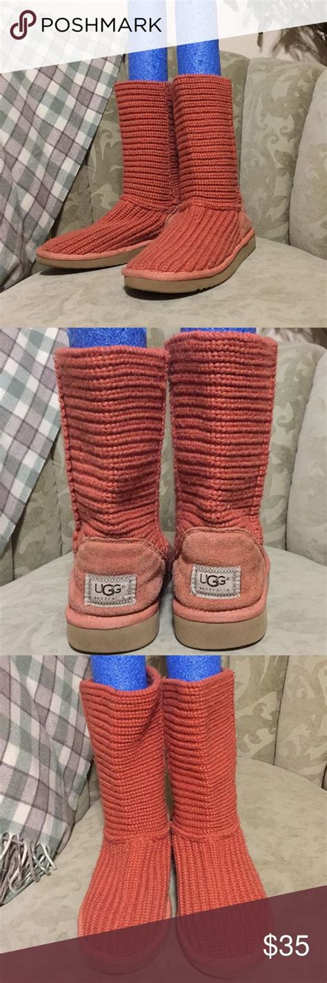 Coral colored UGG knit boots | Knit ugg boots, Knit boots, Womens uggs