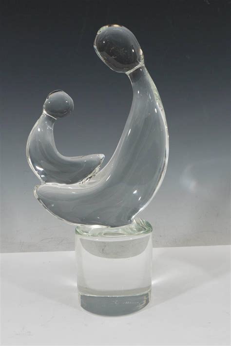 Murano Glass Abstract Sculpture of Mother and Child, Signed Zanetti For Sale at 1stdibs