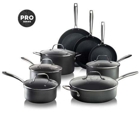 Granitestone PRO – Hard Anodized Pots and Pans 13 Piece Premium Chef’s Cookware Set with ...