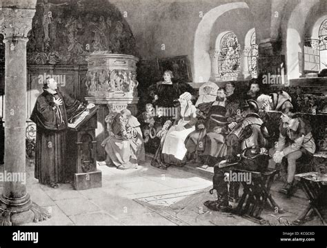 Martin Luther preaching in Wartburg Castle, Germany in 1521. Martin ...