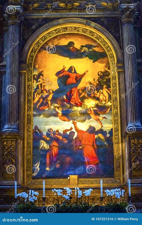 Titian Assumption Mary Painting Santa Maria Gloriosa De Frari Ch Stock Photo - Image of gloriosa ...