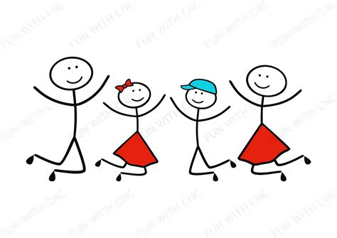 Stick People Happy Family Illustration, Stick Figure Clipart, Stick ...