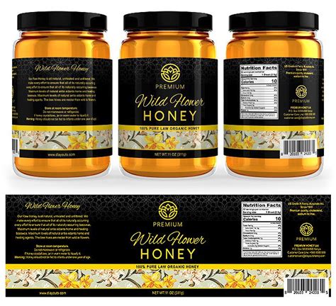 Wild Flower Honey Label Template. Easy to edit and customize for professional looking and ...