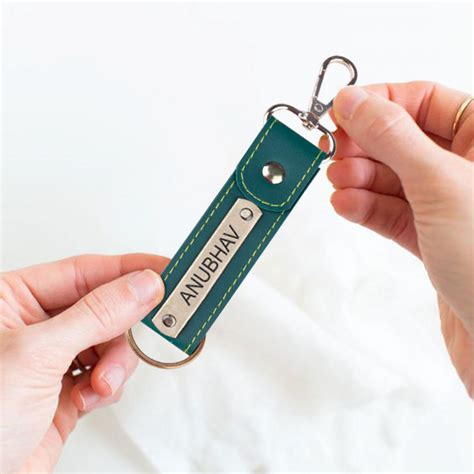 Personalized Leather Keychain With Name & Charm