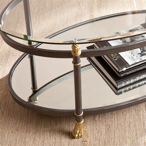 Southern Enterprises Allesandro Oval Glass Coffee Table in Gold - CK4730