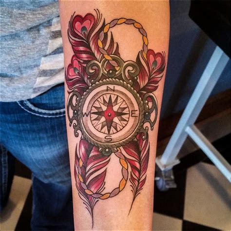 Compass and Feathers Tattoo by Matt Rousseau | Your Flesh Tattoo