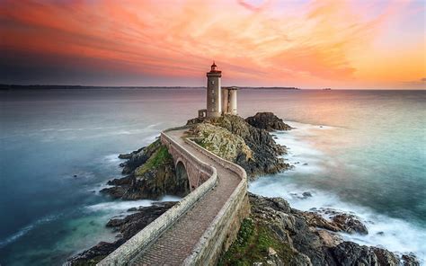 Lighthouse, sunset, seascape, bay, coast, lighthouse seascape HD ...