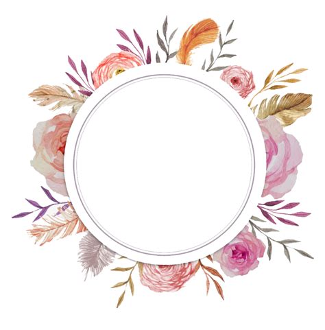 Watercolor Floral Flower Frame PNG Transparent Image - PNG Mart